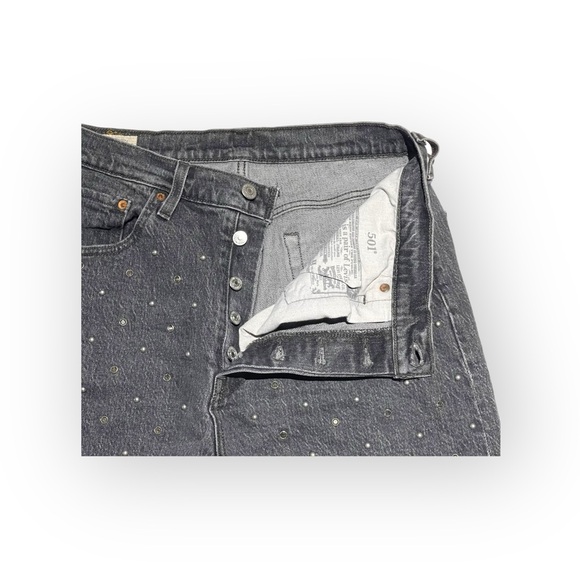 Levi’s x Free People ✪ 501 Crystal Crop Stretch Jeans ✪ Black Wash ✪ 30 Y2K Vibe - Picture 7 of 16